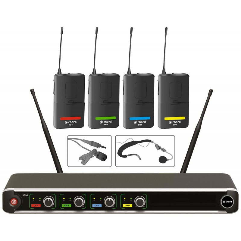 NU4 Quad UHF Wireless Microphone System
